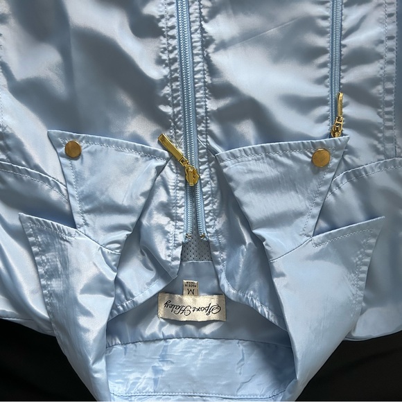 Beautiful blue vest zipper closure with gold button by Sport Haley, Size M. - Picture 10 of 11